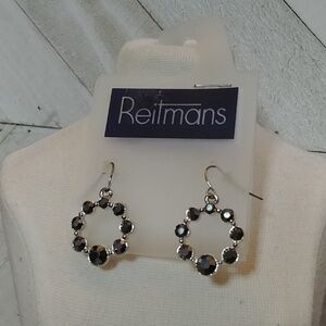 🎉2/$16 NEW Reitmans Silver Toned Circle Gun Metal Silver Earrings